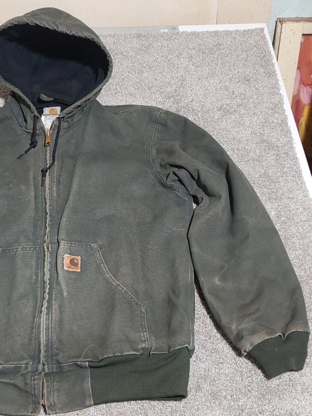 Vintage Carhartt J25 MOS Moss Green Sandstone Duck Active Farm Aged 2006 Size M - Picture 4 of 9